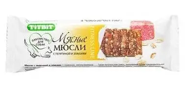 Купить titbit лакомство для собак мюсли fitness с телятиной и злаками, 1 шт.