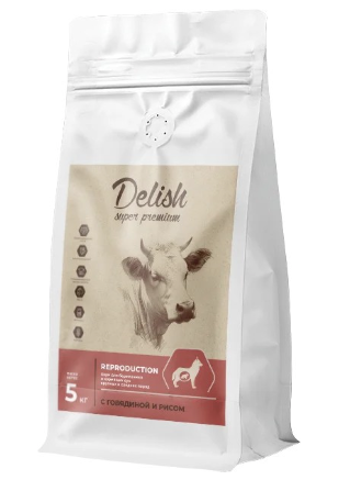 Купить delish super premium сухой корм для беременных и кормящих собак средних и крупных пород говядина с рисом