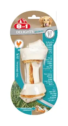 Купить 8in1 dental delights m лакомство для собак средних и крупных пород косточка с куриным мясом и минералами