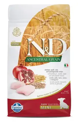 Купить farmina n&d ancestral grain dog chicken & pomegranate puppy mini сухой низкозерновой корм для щенков мелких пород с курицей и гранатом
