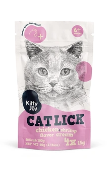 KITTY JOY лакомство для кошек, крем-пюре с курицей и креветками