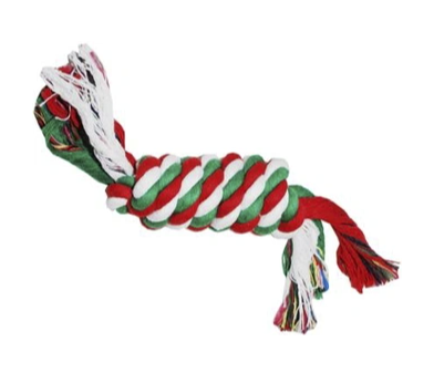 Купить №1 игрушка для собак Грейфер веревка плетеная, бело-красно-зеленый