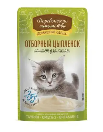 Купить Деревенские лакомства Домашние обеды отборный цыпленок паштет для котят
