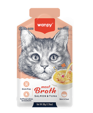 Wanpy Cat влажный корм для кошек бульон с лососем и тунцом (Пауч)