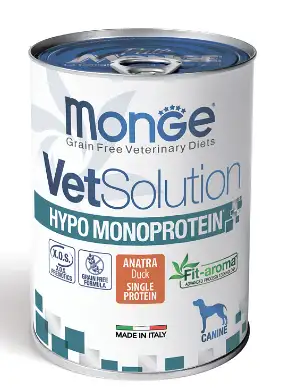 Monge VetSolution Dog Hypo Monoprotein Duck консервы для взрослых собак всех пород с уткой для снижения реакции пищевой непереносимости