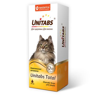 Купить unitabs total витаминный комплекс с коэнзимом q10 для кошек