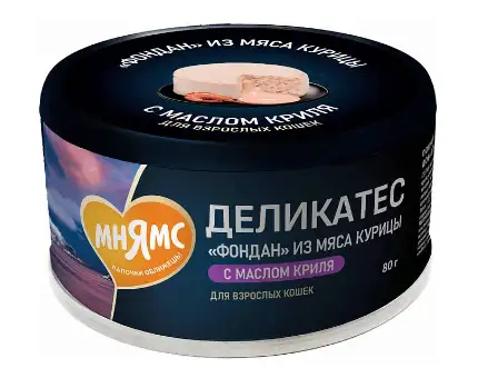 Купить Мнямс Деликатес «Фондан» консервы для кошек из мяса курицы с маслом криля