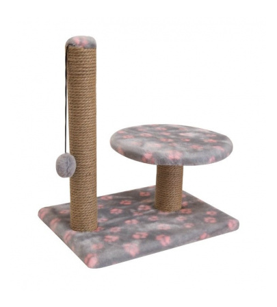 Купить zooexpress когтеточка для кошек столбик с полкой мех Лапки