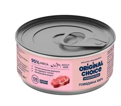 Купить original choice monoprotein adult mini консервы для собак мелких пород говядина 100%