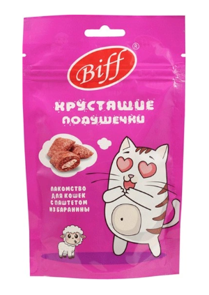 Купить titbit biff лакомство для кошек Хрустящие подушечки с паштетом из баранины