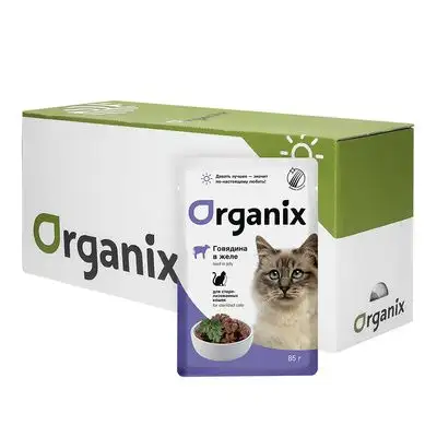 Купить organix влажный корм для стерилизованных кошек: говядина в желе (пауч)
