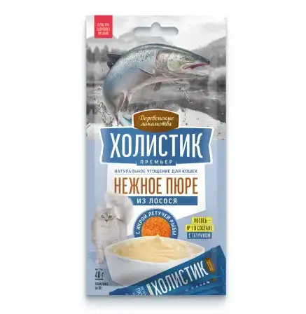 Купить Деревенские лакомства Холистик Премьер лакомство для кошек, нежное пюре из лосося с икрой летучей рыбы