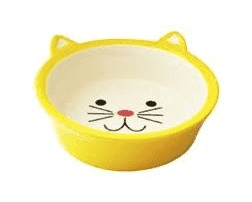 №1 миска для кошек, керамическая, желтая, Мордочка кошки