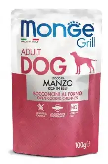 Monge Dog Grill влажный корм для взрослых собак всех пород с говядиной (пауч)