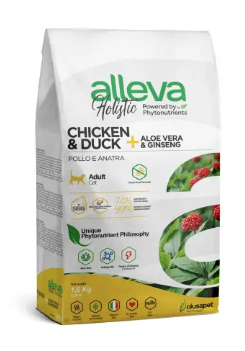 Alleva Holistic Cat Adult Chicken & Duck сухой корм для взрослых кошек с курицей и уткой, алое вера и женьшенем