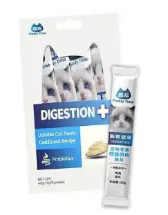 Paddy time Digestive healthy функциональное лакомство-пюре для кошек и котят с треской, курицей и уткой