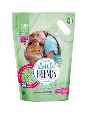 Купить little friends наполнитель для кошек комкующийся растительный tofu bamboo