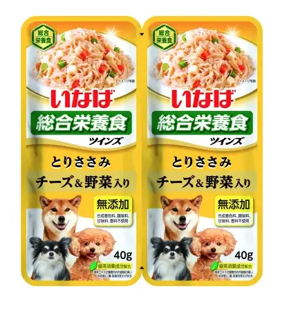 Купить inaba twins пауч для собак Куриное филе с овощами и сыром в желе