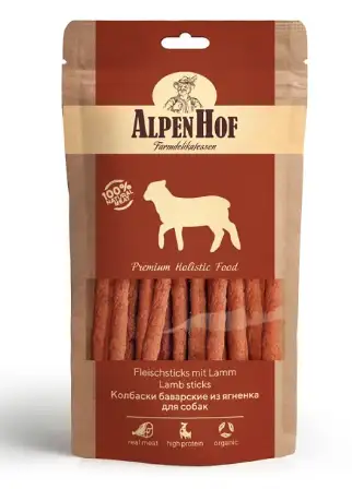 Купить alpenhof лакомство для собак средних и крупных пород Колбаски баварские из ягненка