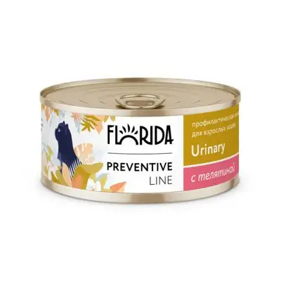 Купить florida preventive line консервы urinary для кошек Профилактика образования мочевых камней" с телятиной