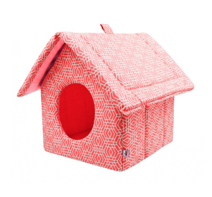 Купить zooexpress лежанка дом «Геометрия» на молнии для кошек и собак, коралловый