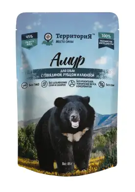 Купить ТерриториЯ влажный корм «Амур» для взрослых собак всех пород, говядина рубец и клюква (пауч)