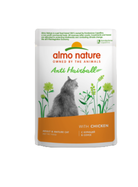 Almo Nature Влажный корм для взрослых кошек для выведения шерсти с курицей в соусе (пауч)