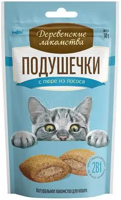 Купить Деревенские лакомства для кошек подушечки с пюре из лосося