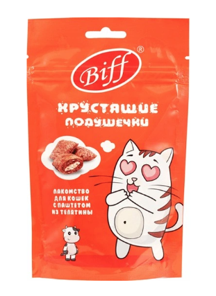 Купить titbit biff лакомство для кошек Хрустящие подушечки с паштетом из телятины