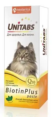 Купить unitabs biotinplus с q10 Витаминно-минеральный комплекс с биотином и таурином в форме пасты для здоровья шерсти и кожи у кошек