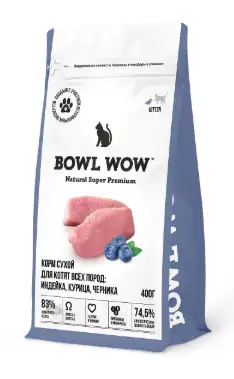 BOWL WOW сухой корм для котят с индейкой, курицей и черникой