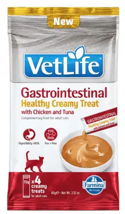 Купить farmina vet life cat gastrointestinal лакомство для кошек, крем-суп с курицей и тунцом