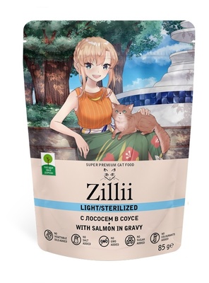 Купить zilli влажный корм для стерилизованных кошек с лососем в соусе (пауч)