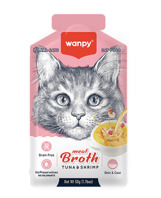 Купить wanpy cat влажный корм для кошек бульон с тунцом и креветкой (Пауч)