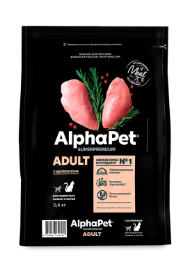 Купить alphapet superpremium Сухой корм для взрослых кошек с цыпленком