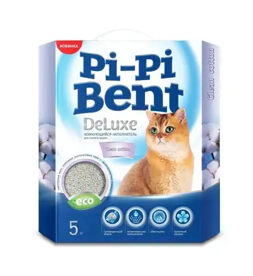 Купить pi-pi-bent комкующийся наполнитель для кошек "Делюкс Клин Коттон" (коробка)