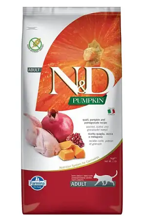 Купить farmina n&d pumpkin cat grain free quail сухой беззерновой корм для взрослых кошек с тыквой, перепелом и гранатом