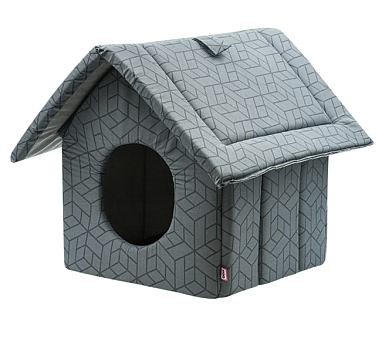 ZOOexpress дом «Геометрия» изба на молнии для кошек и собак мебельная ткань, серый