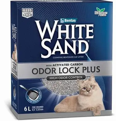 White Sand наполнитель для кошек комкующийся "С усиленной блокировкой запахов" с активированным углем, без запаха, коробка