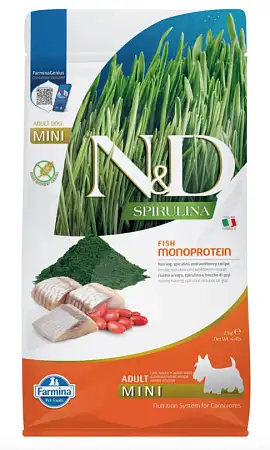 Купить farmina n&d dog spirulina herring & wolfberry adult mini сухой корм для взрослых собак мелких пород, с сельдью и ягодами годжи