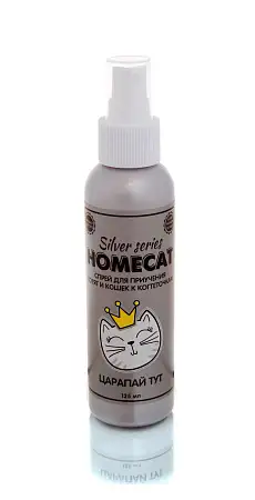 Купить homecat silver series Царапай ТУТ спрей для приучения котят и кошек к когтеточкам