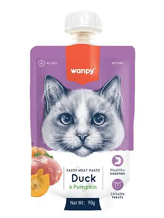 Купить wanpy cat Лакомство для кошек Мясной мусс из утки и тыквы