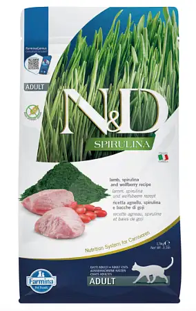 Купить farmina n&d cat spirulina lamb & wolfberry adult сухой корм для взрослых кошек, с ягненком и ягодами годжи