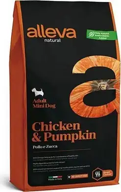 Alleva Natural Dog сухой корм для взрослых собак мелких и миниатюрных пород с курицей и тыквой