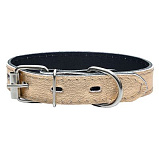 Yami-Yami GOLD амуниция ошейник кожаный золотой, 2 слоя для собак, белая