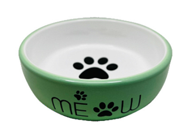 №1 миска для кошек, керамическая, с лапкой кошки