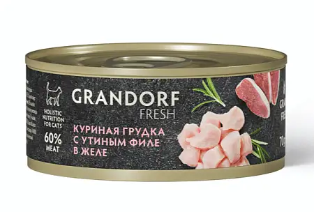 Купить grandorf fresh Консервы для кошек  Куриная грудка с утиным филе в желе