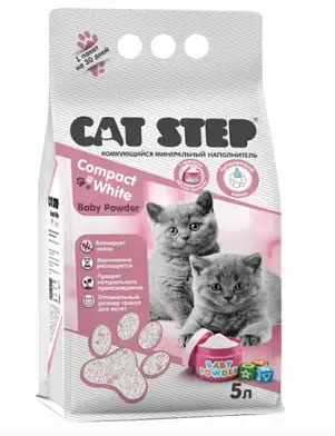Cat Step Комкующийся минеральный наполнитель "Baby Powder" для котят