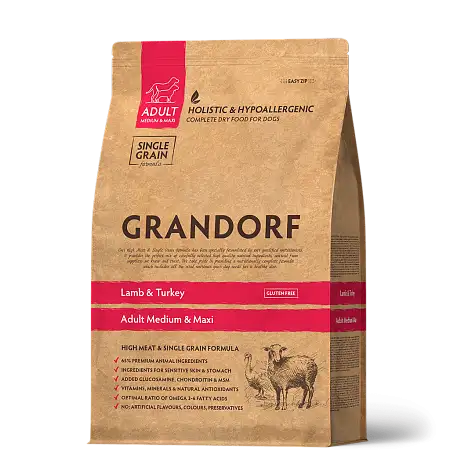 Купить grandorf сухой корм для взрослых собак средних и крупных пород, ягненок с индейкой