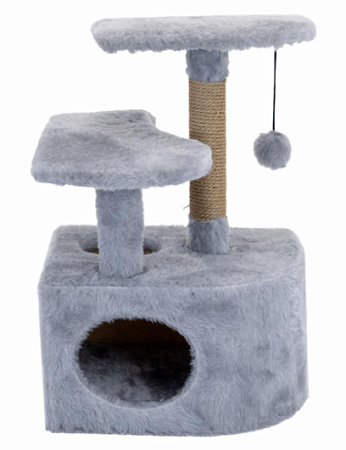 Купить yami yami  Домик-когтеточка "Либи" угловой со ступенькой для кошек (столбик джут), серая